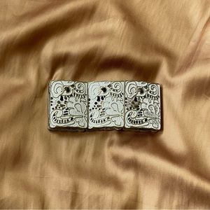 White & Gold Panel Bracelet (Costume Jewelry)